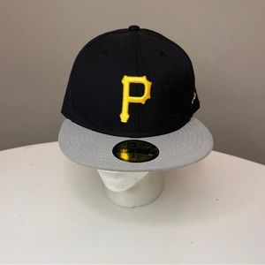New Era 59Fifty Pittsburgh Pirates Buccos Black Gray Yellow Fitted Hat Cap 7.5